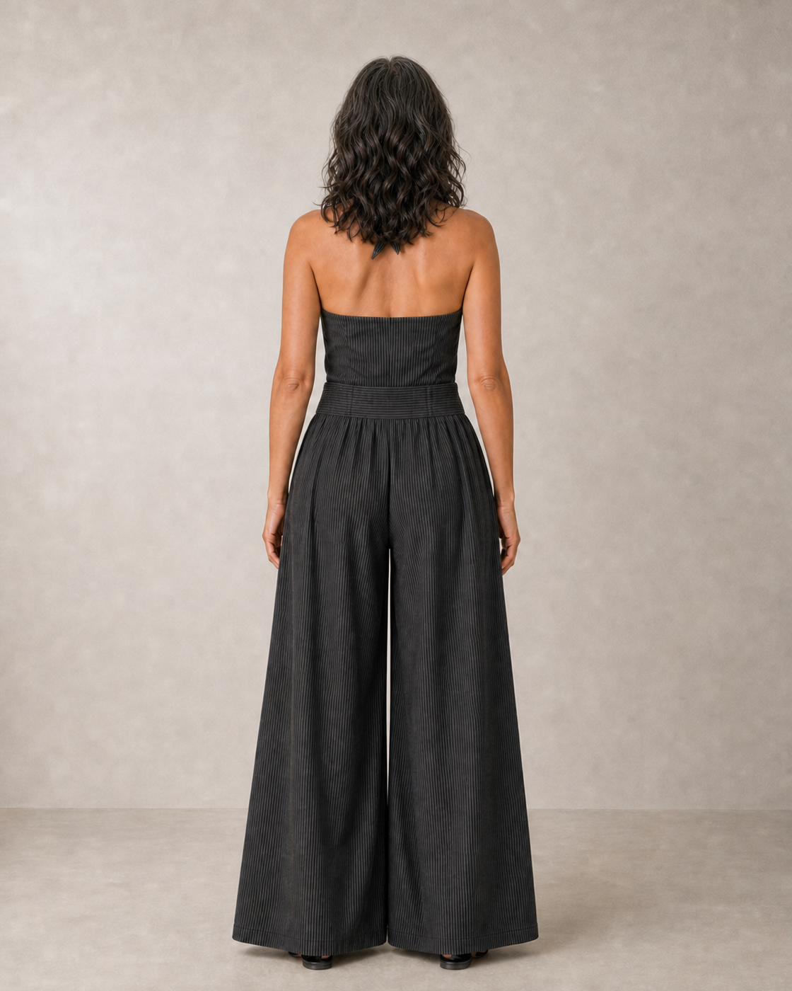 Bianca – Grey Wrap Neck Jumpsuit with a Sophisticated Silhouette