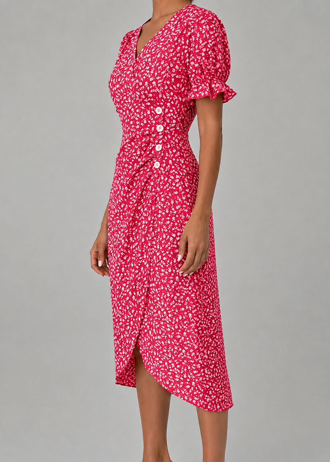 Carmen | Floral Buttoned Wrap Dress