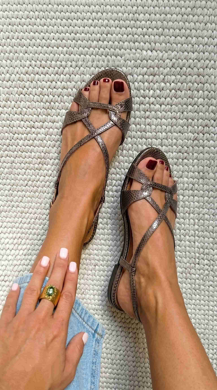 Sienna | Snake-Effect Slingback Sandals