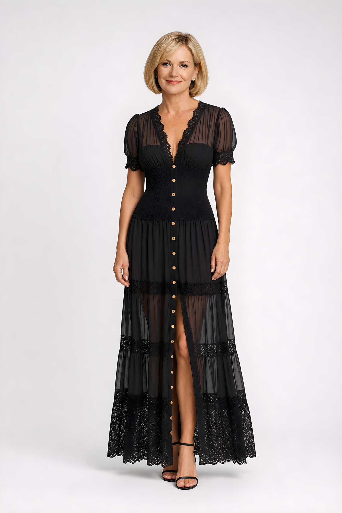 Gillian | Lace Panel Maxi Dress (front)