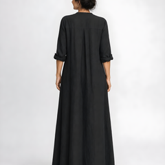 Willow | Button-Down Maxi Dress – Black (back)