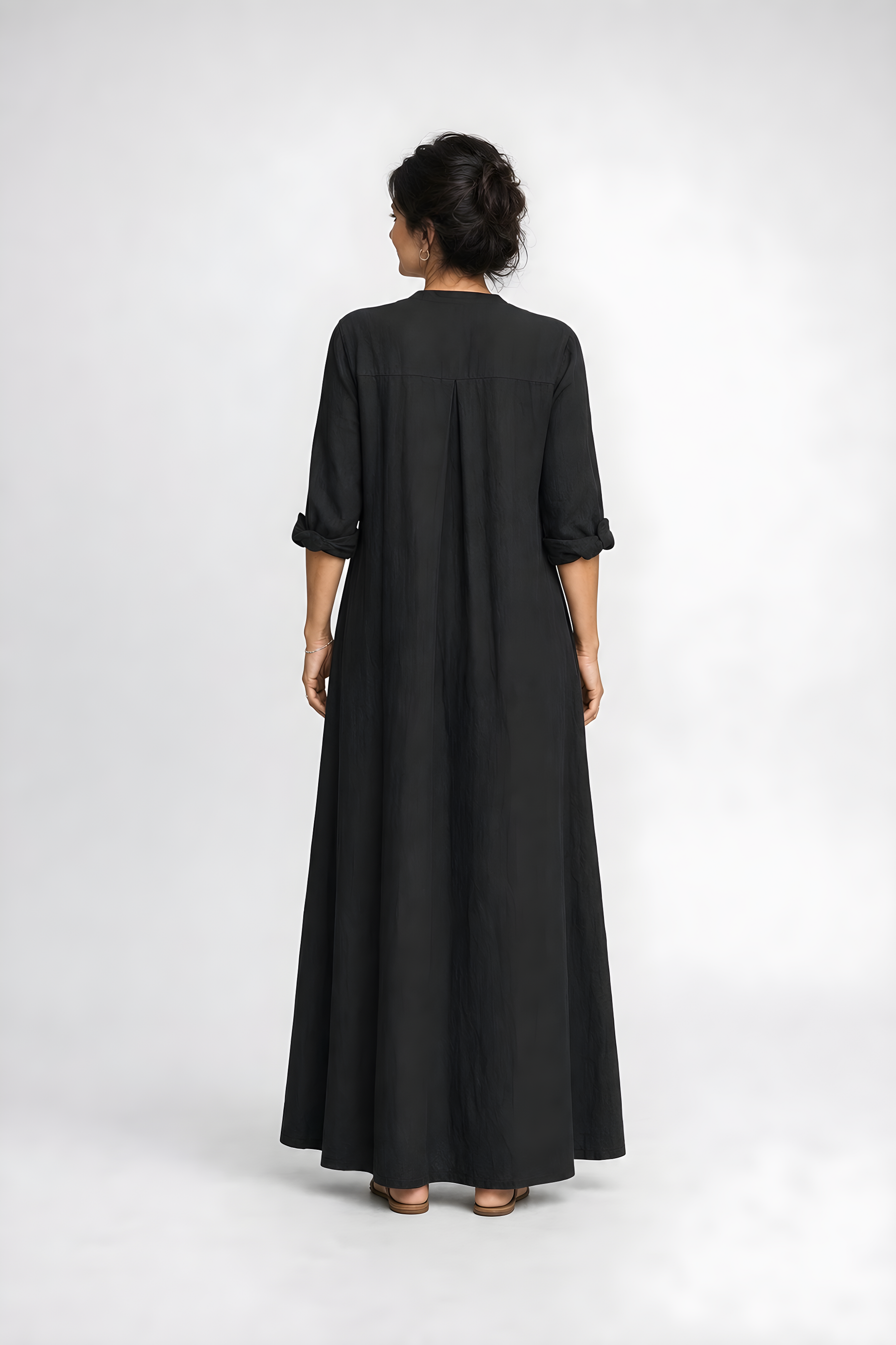 Willow | Button-Down Maxi Dress – Black (back)