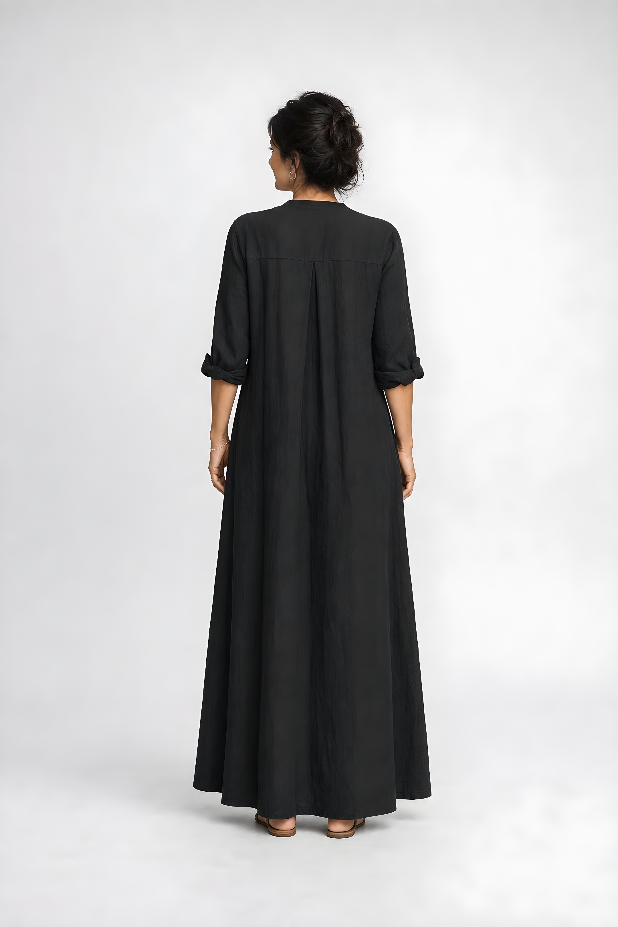 Willow | Button-Down Maxi Dress – Black (back)