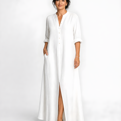 Willow | Button-Down Maxi Dress – White