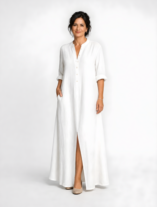 Willow | Button-Down Maxi Dress – White