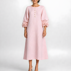 Candela | Floral Button Midi Dress – Pink