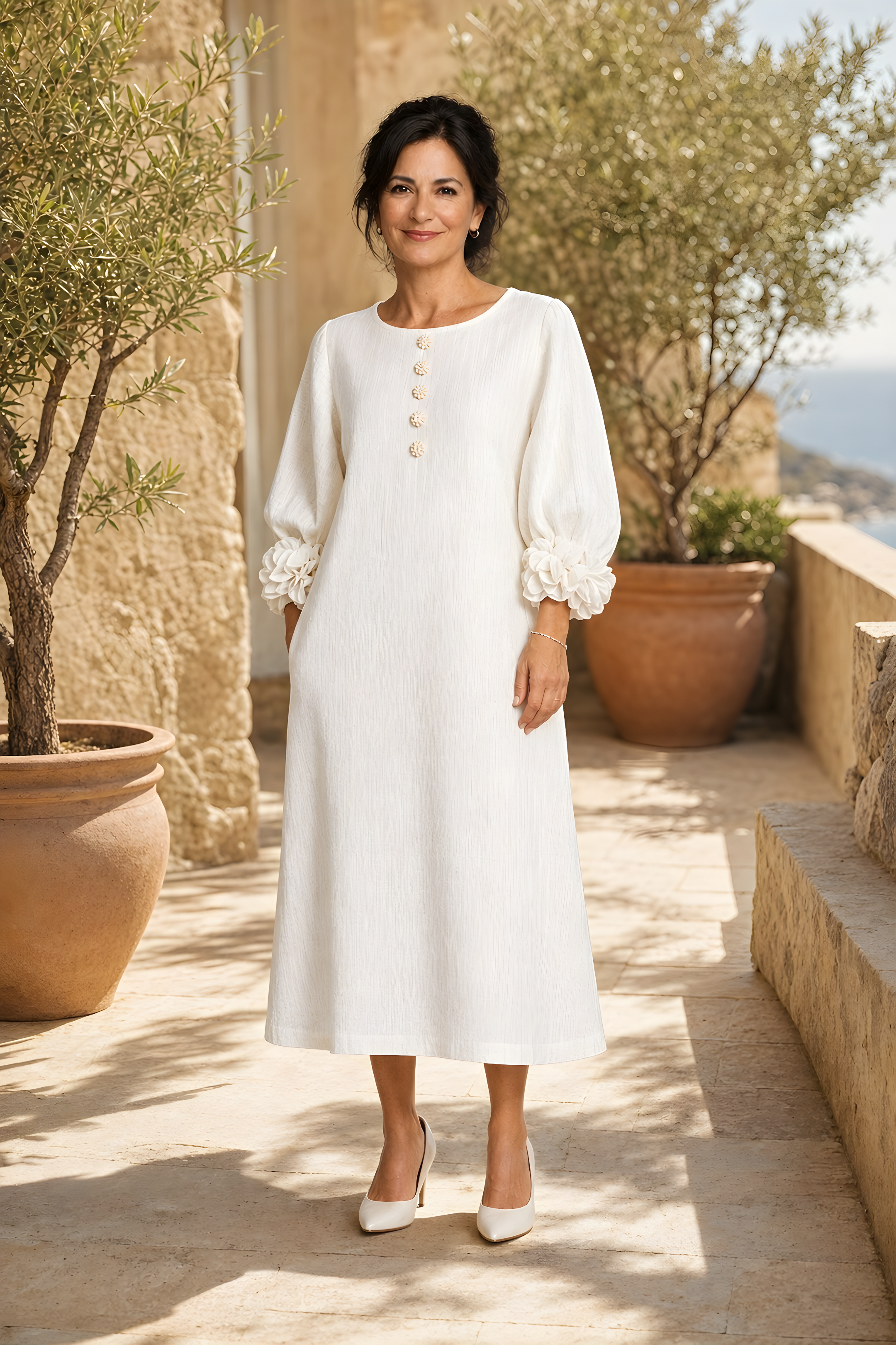 Candela | Floral Button Midi Dress – lifestyle 1