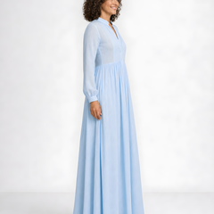 Elowira | Flowing Button-Down Maxi Dress – Light Blue (side)