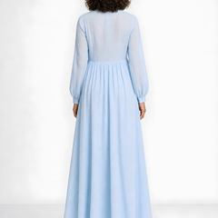 Elowira | Flowing Button-Down Maxi Dress – Light Blue (back)