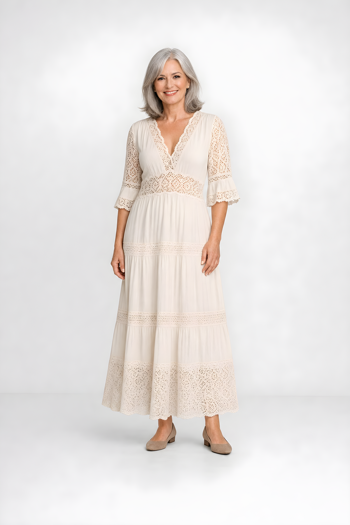 Gillian | Lace Panel Maxi Dress (front)