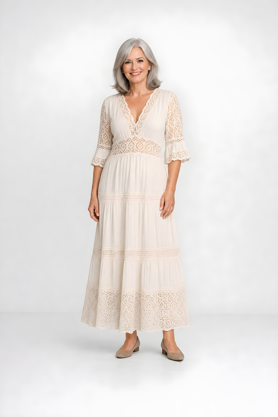 Gillian | Lace Panel Maxi Dress (front)