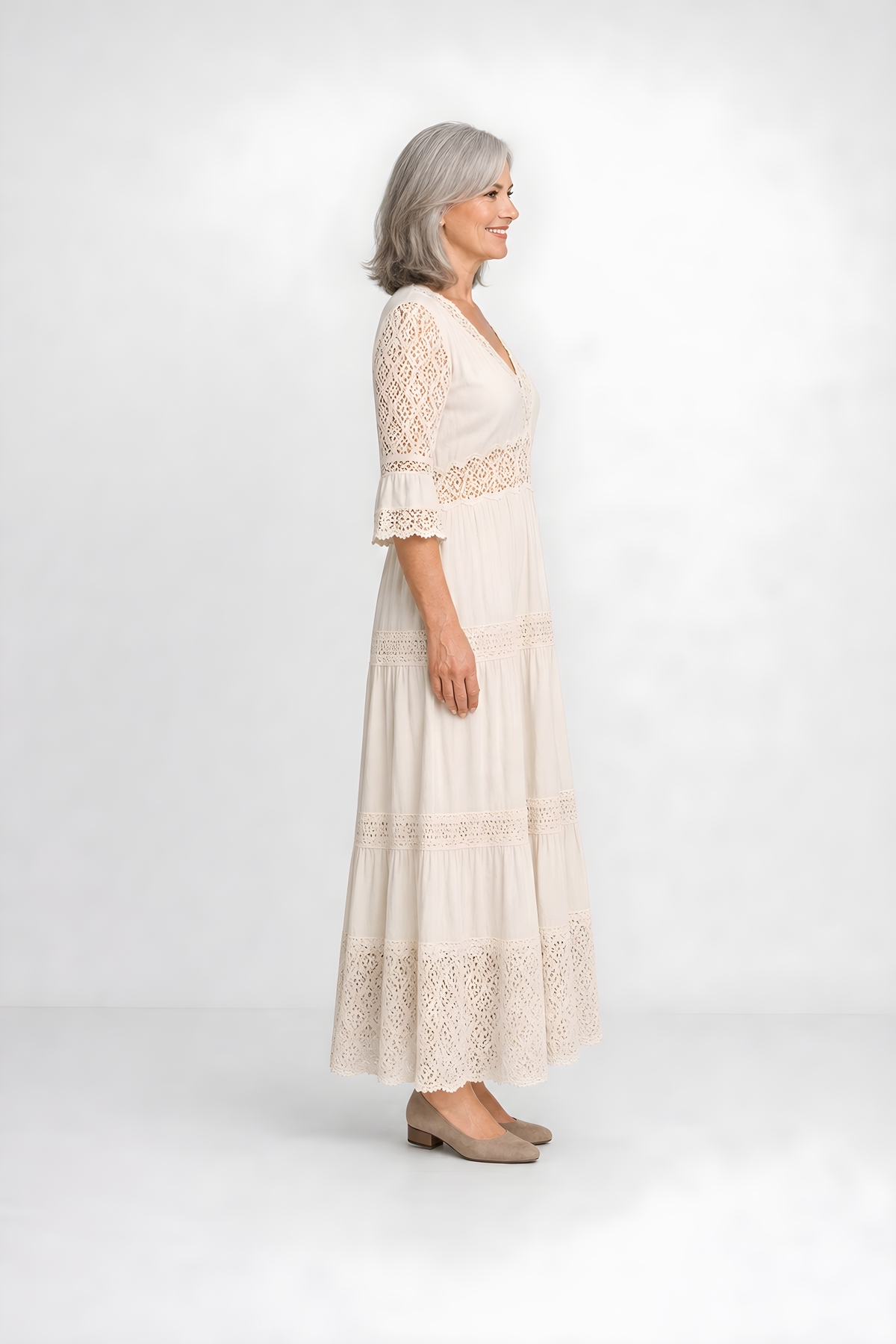 Gillian | Lace Panel Maxi Dress (side)