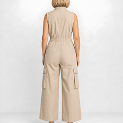 Ursula | Utility Zip Jumpsuit – Beige (back)