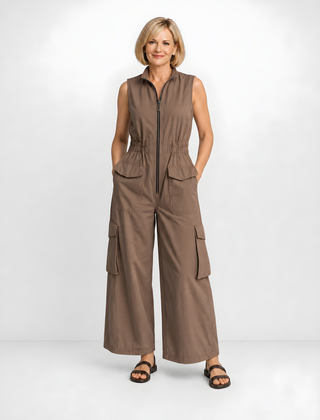 Ursula | Utility Zip Jumpsuit – Brown