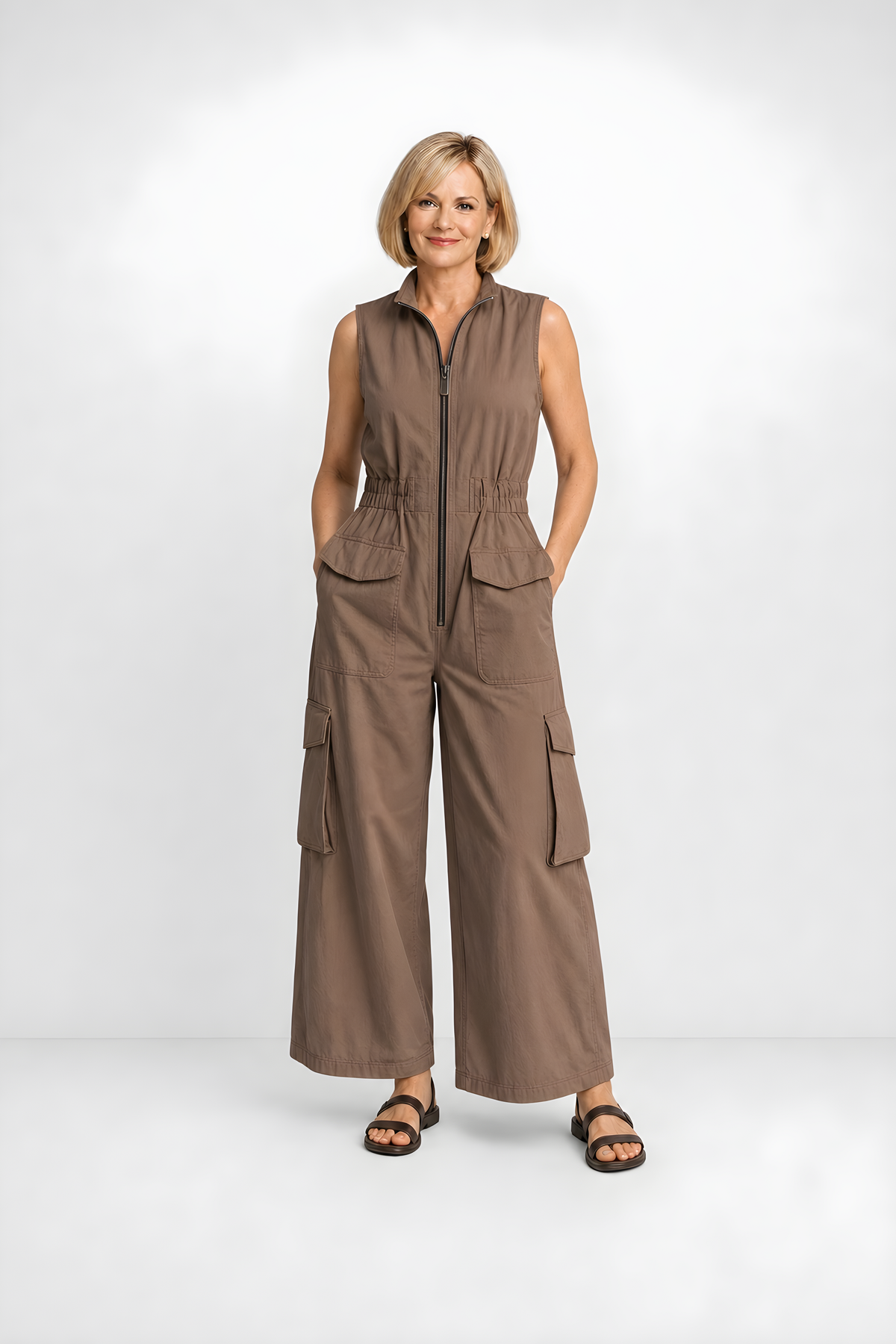 Ursula | Utility Zip Jumpsuit – Brown