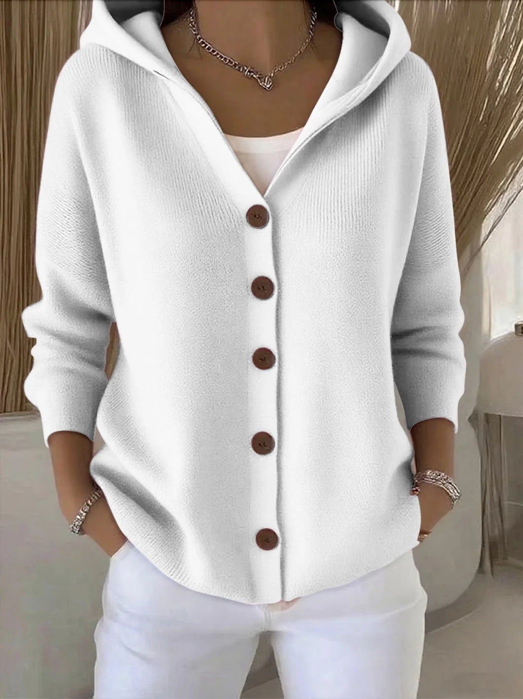 Rocío | Hooded Button Knit Cardigan