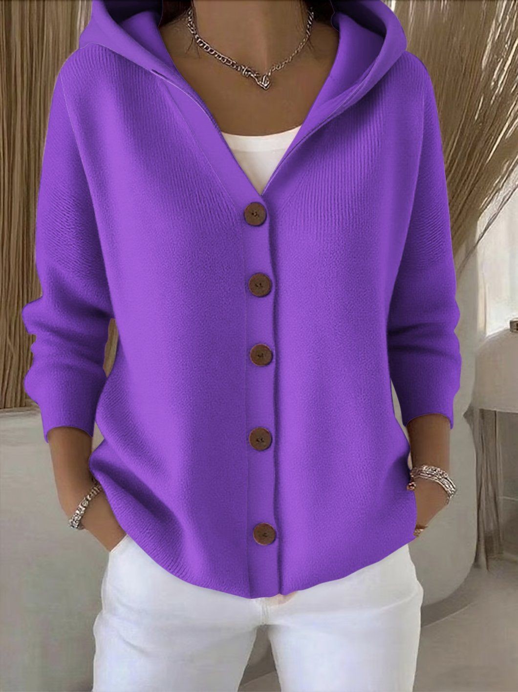 Rocío | Hooded Button Knit Cardigan
