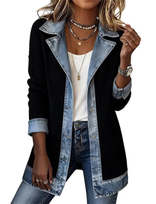 Imogen | Denim Coat with Ribbed Inserts