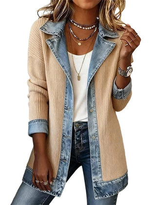 Imogen | Denim Coat with Ribbed Inserts