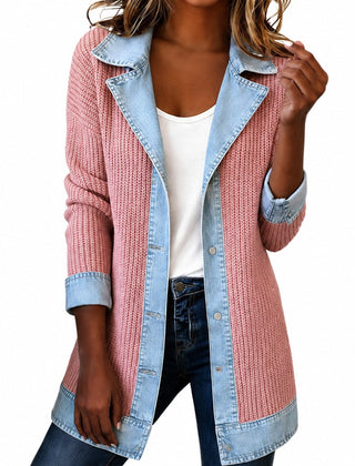 Imogen | Denim Coat with Ribbed Inserts