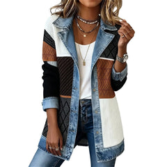 Imogen | Denim Coat with Ribbed Inserts