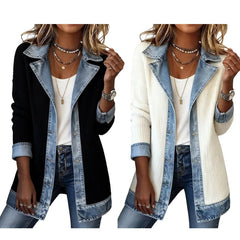 Imogen | Denim Coat with Ribbed Inserts