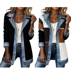 Imogen | Denim Coat with Ribbed Inserts
