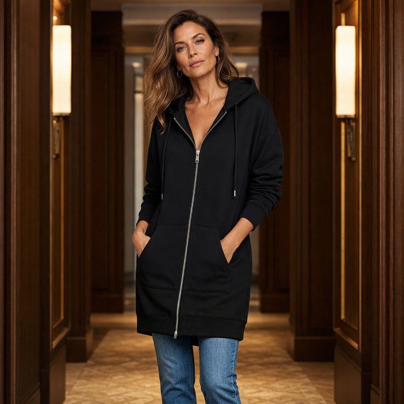 Harriet | Zip-Front Longline Hoodie