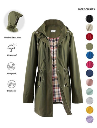 Harriet | Hooded Drawstring Rain Jacket