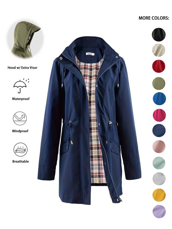 Harriet | Hooded Drawstring Rain Jacket