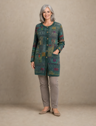 Patchouli | Artistic Button Cardigan – Dark Green