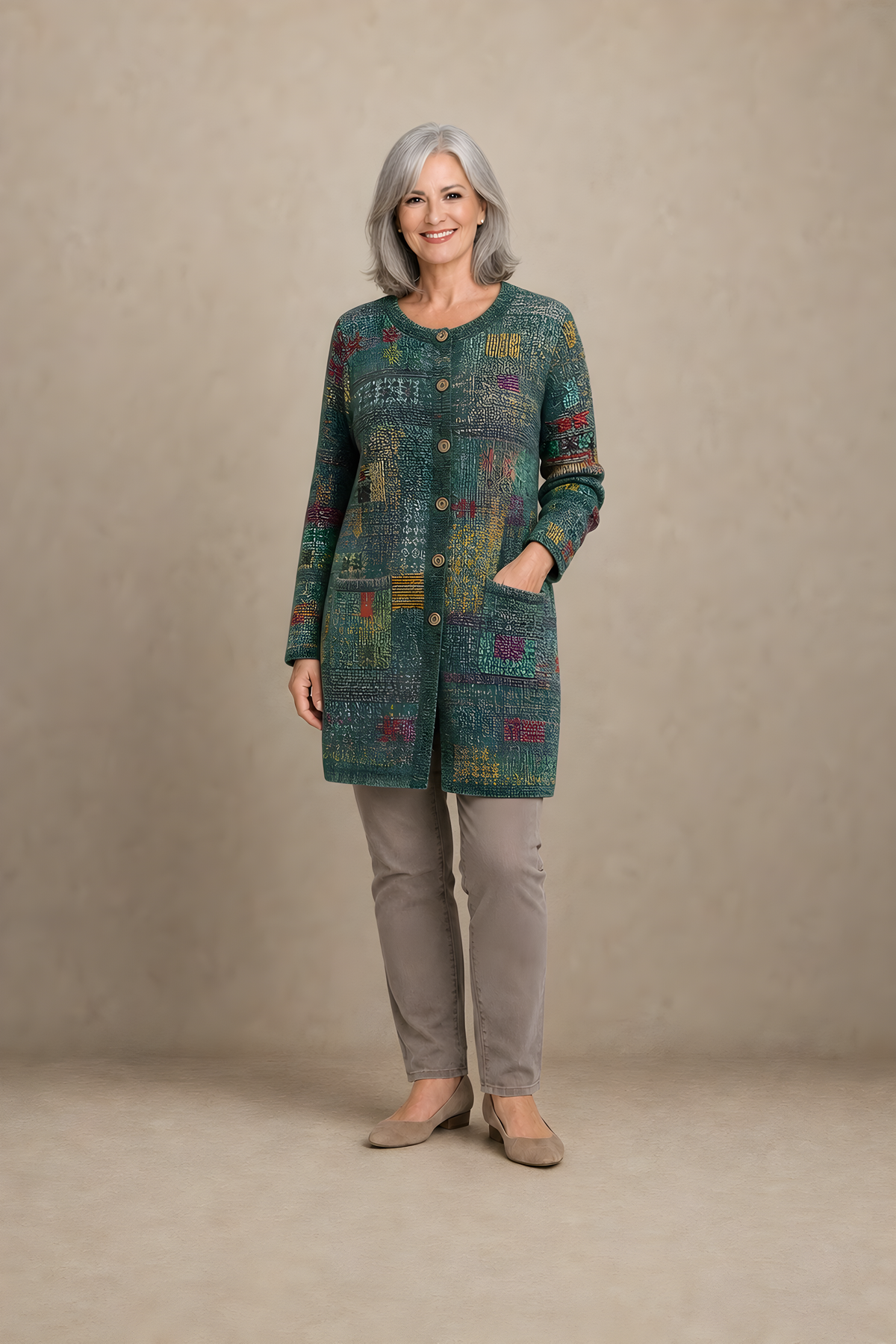 Patchouli | Artistic Button Cardigan – Dark Green