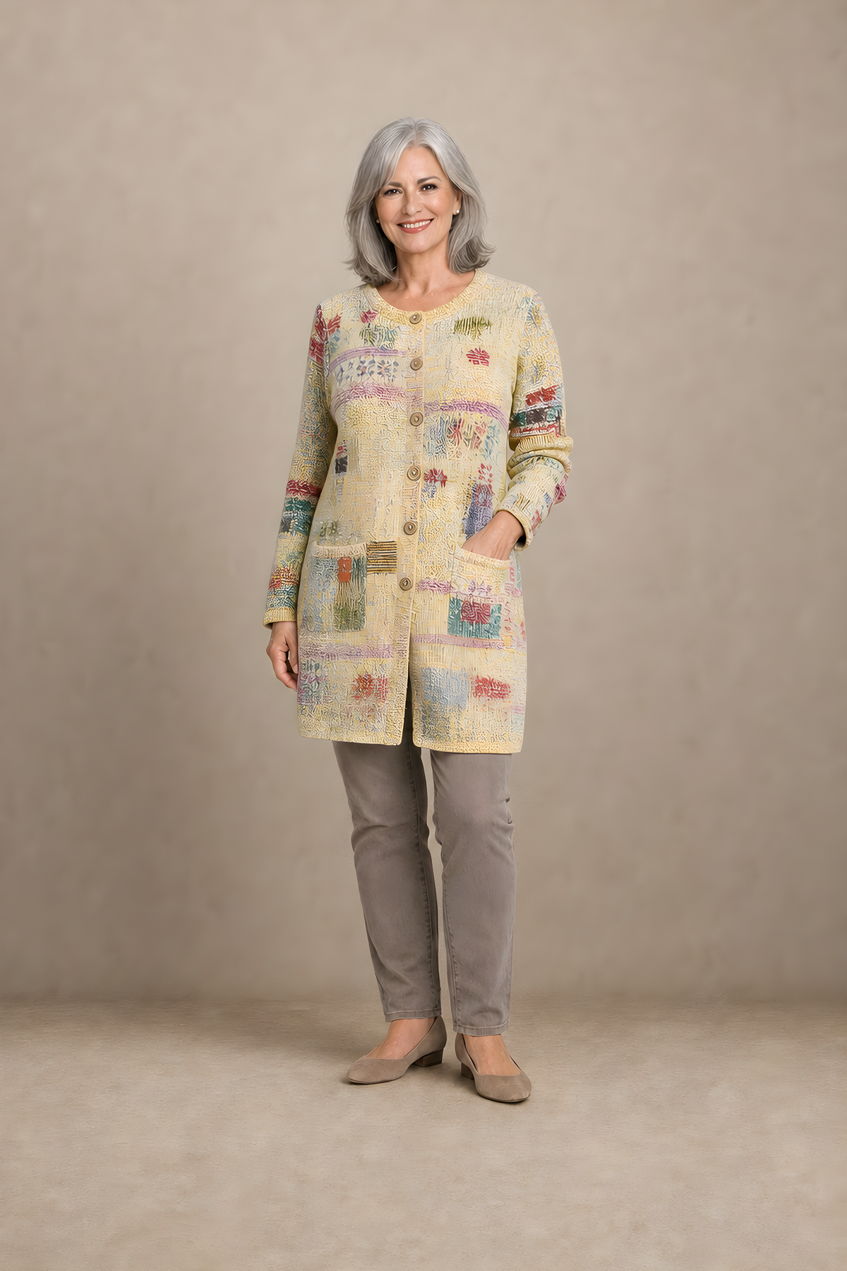 Patchouli | Artistic Button Cardigan – Light Yellow