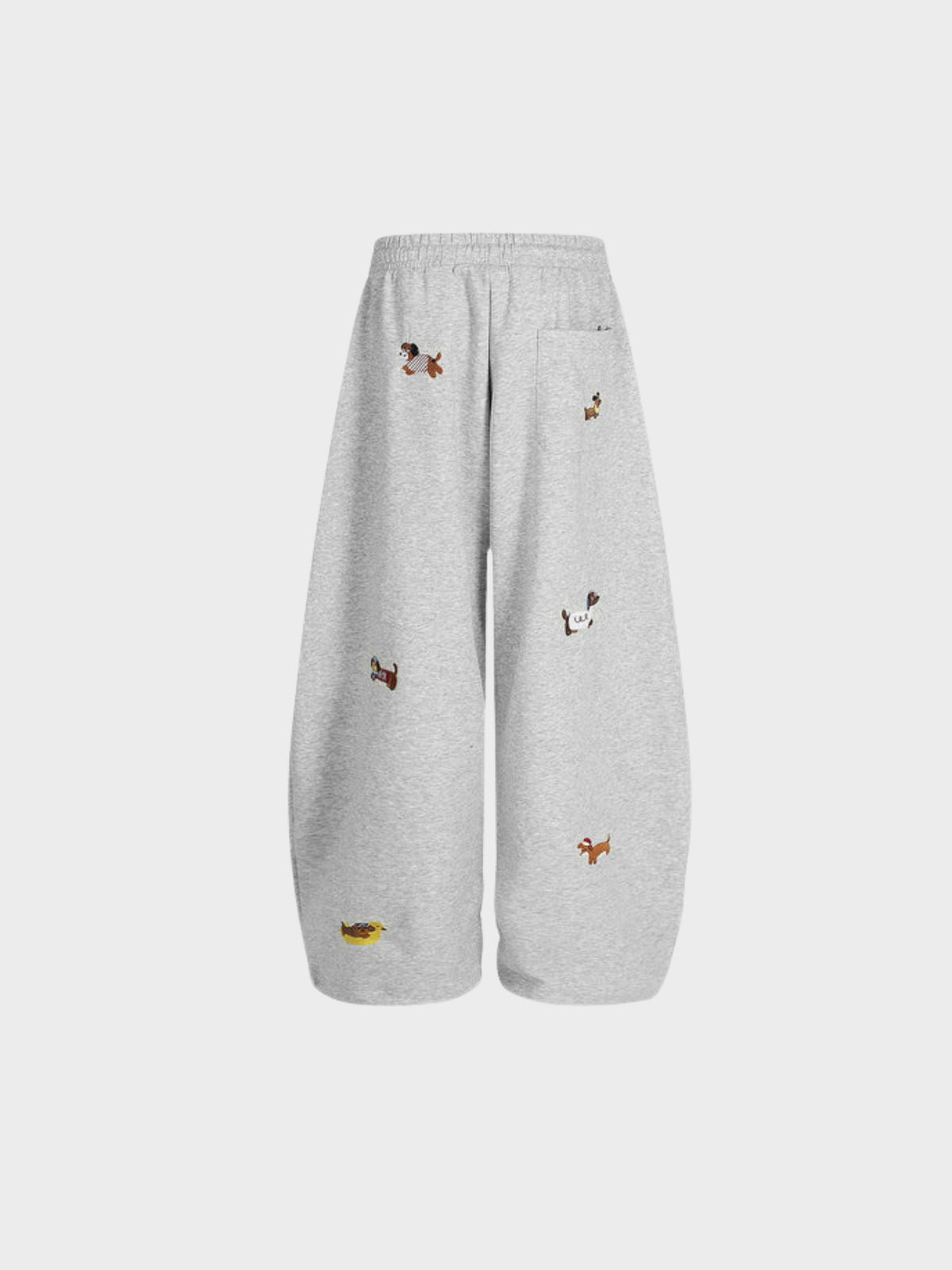 Barrel-Leg Embroidered Pup Sweatpants – Relaxed Fit