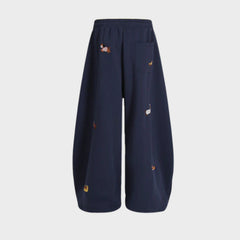 Barrel-Leg Embroidered Pup Sweatpants – Relaxed Fit