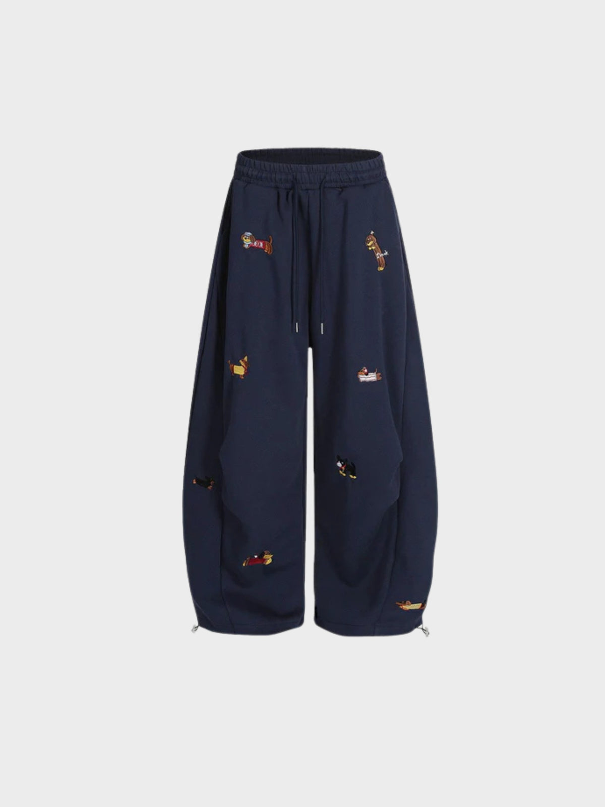 Barrel-Leg Embroidered Pup Sweatpants – Relaxed Fit