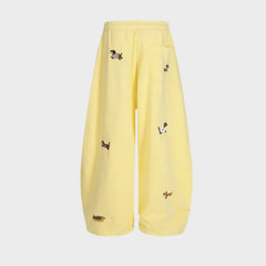 Barrel-Leg Embroidered Pup Sweatpants – Relaxed Fit