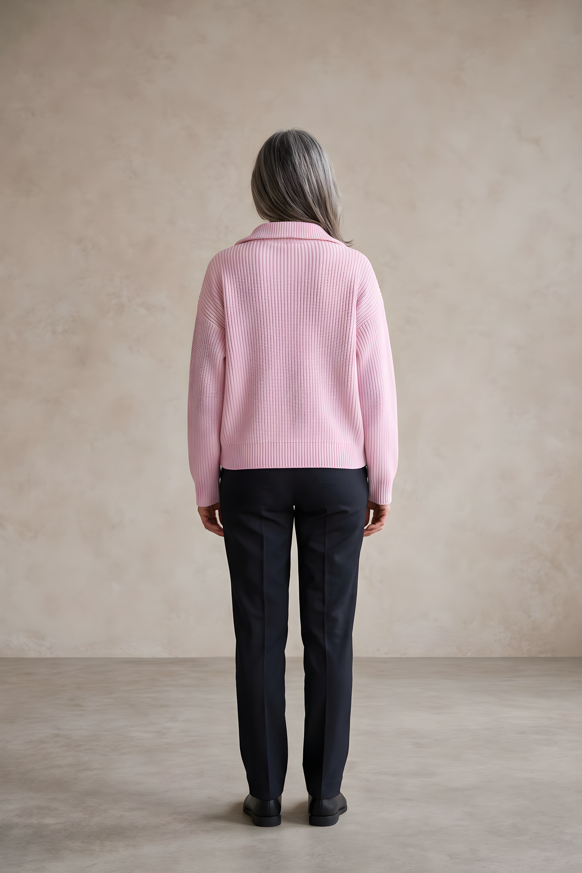 Felicity | Striped Zip Cardigan – Pink Stripes (back)