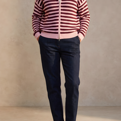Felicity | Striped Zip Cardigan – Claret