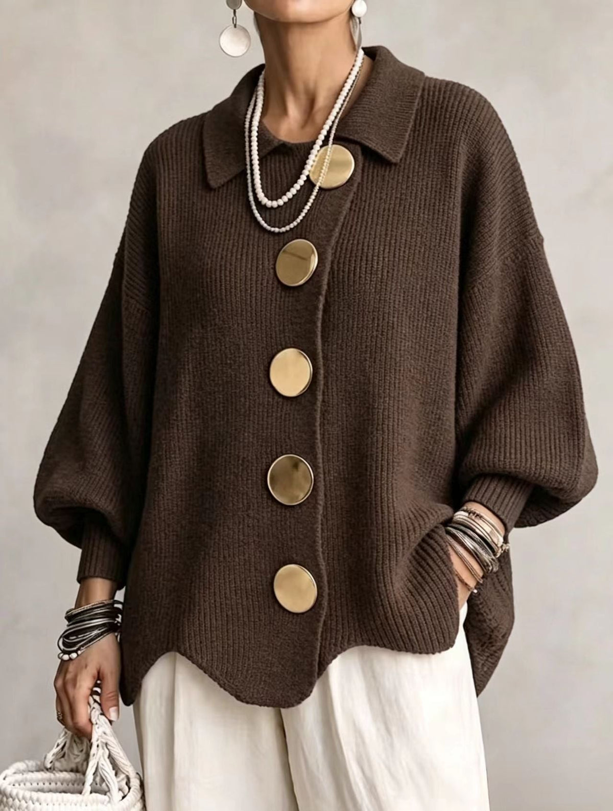 Isadora | Oversized Collared Cardigan
