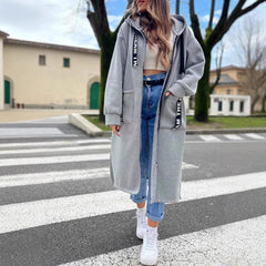 Eleanor | Hooded Zip-Front Long Coat