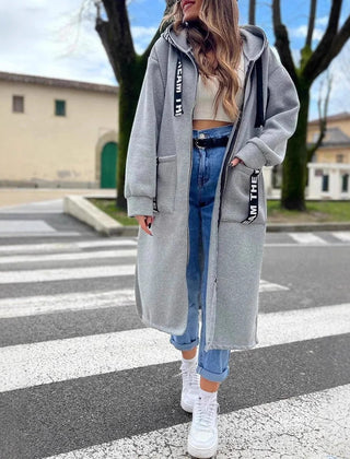 Eleanor | Hooded Zip-Front Long Coat