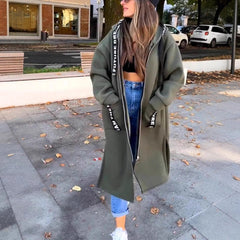 Eleanor | Hooded Zip-Front Long Coat