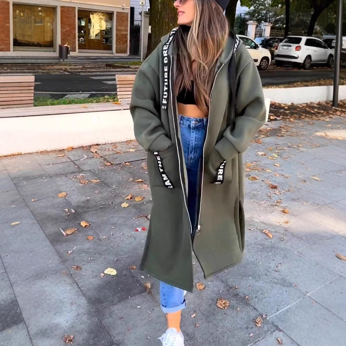 Eleanor | Hooded Zip-Front Long Coat