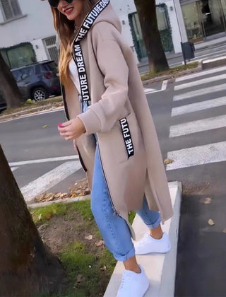 Eleanor | Hooded Zip-Front Long Coat