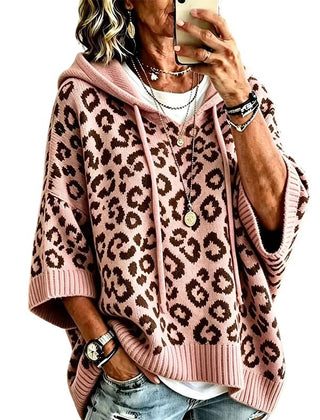 Clara | Leopard Print Knitted Hoodie