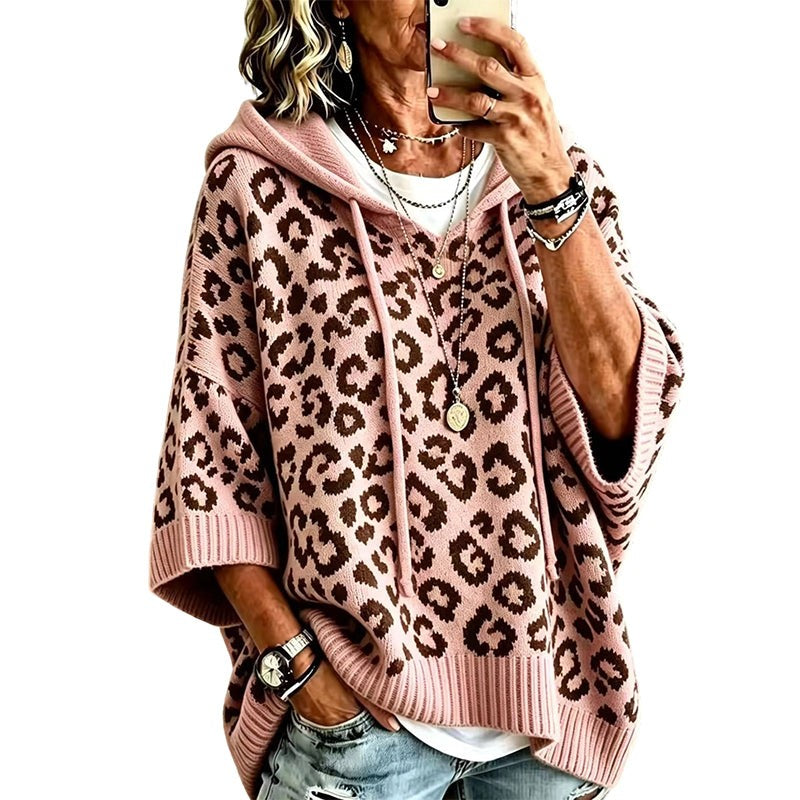 Clara | Leopard Print Knitted Hoodie