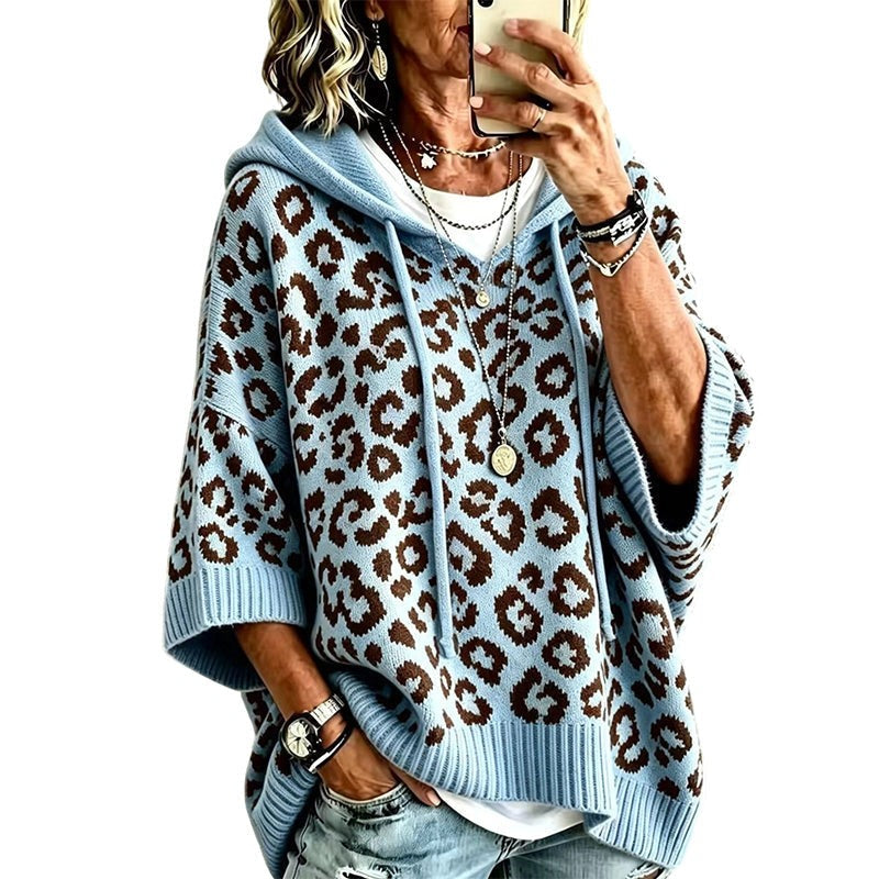 Clara | Leopard Print Knitted Hoodie