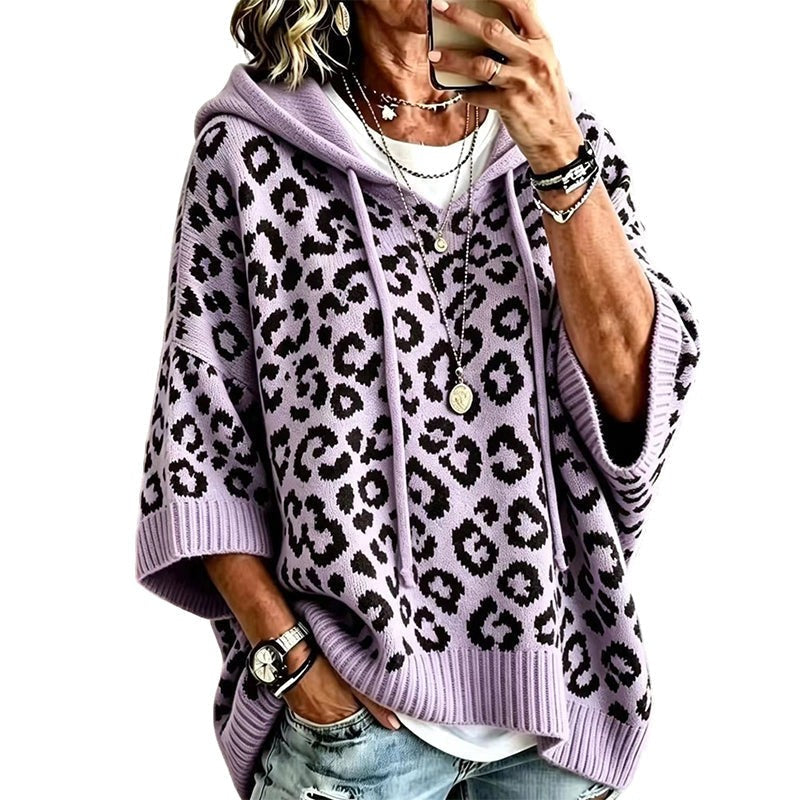 Clara | Leopard Print Knitted Hoodie