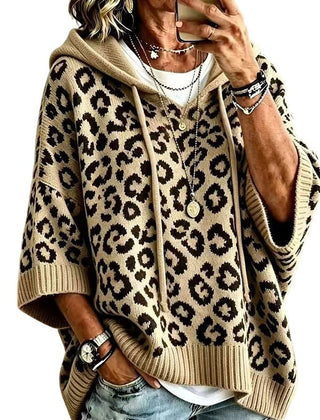 Clara | Leopard Print Knitted Hoodie